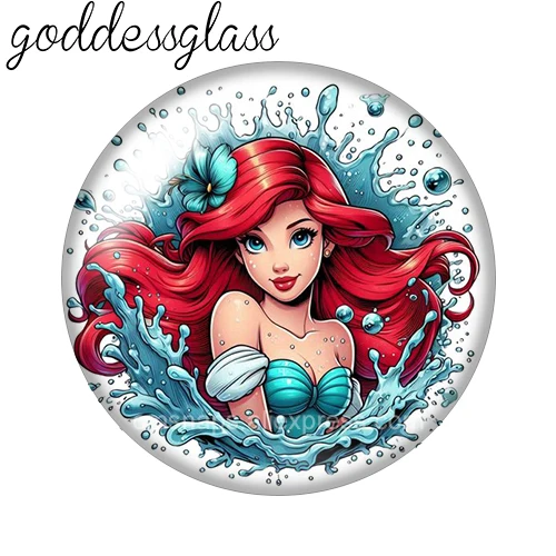 Disney Princesses Belle Tinker Elsa Snow white 12mm/18mm/20mm/25mm Round photo glass cabochon flat back Making findings keychain