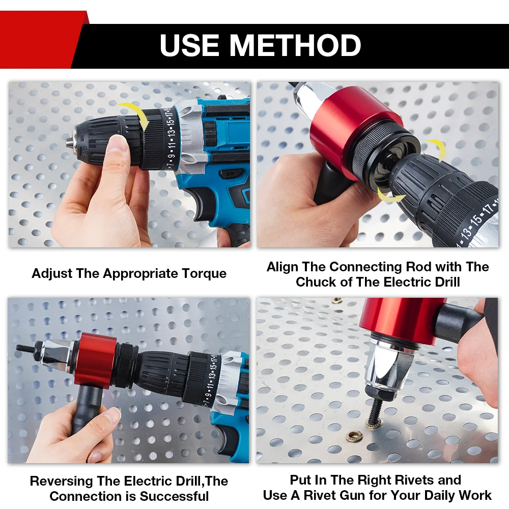 High Quality Rivet Nut Gun Converter Kit Removable DIY Nut Insert (M3 M4 M5 M6 M8) Nut Riveting Cordless Electric Riveting Tool