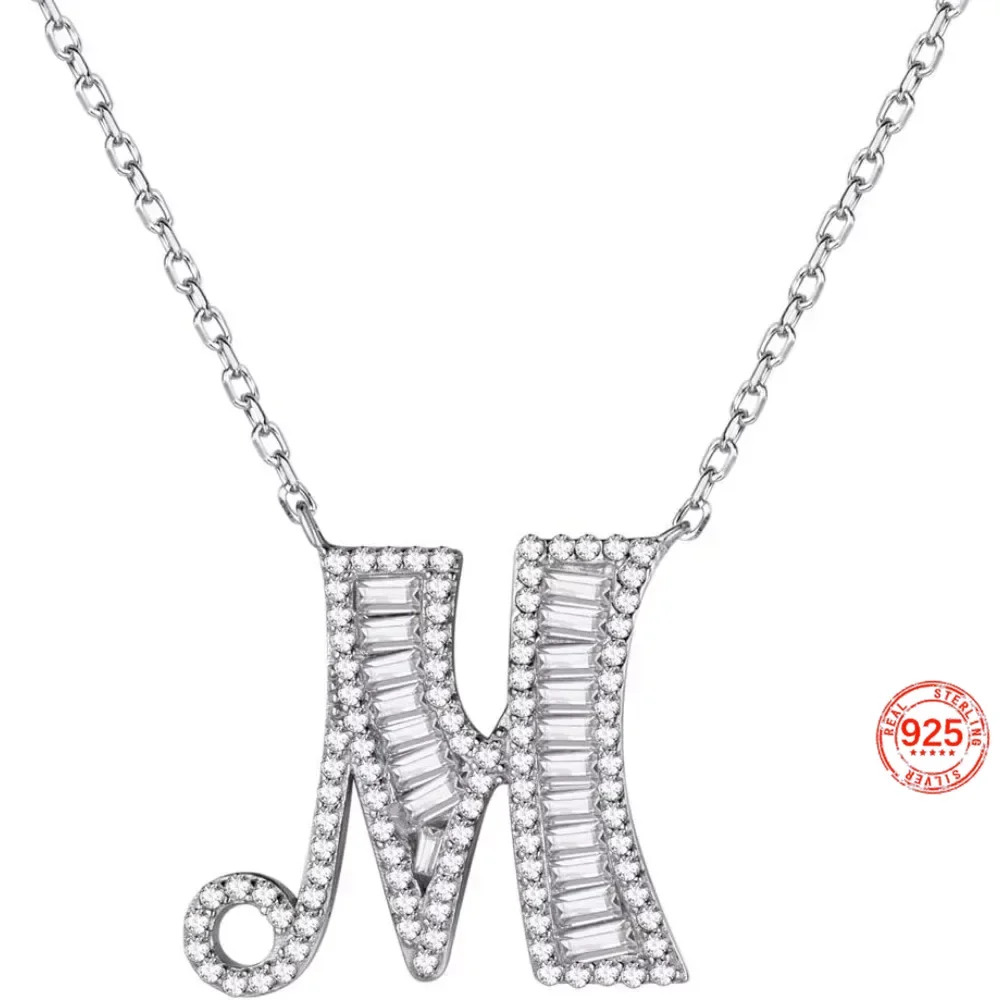 

Initial Necklace 925 Sterling Silver Cubic Zirconia 26 Letters Pendant Necklace Personalized Jewelry Gift for Women QC24