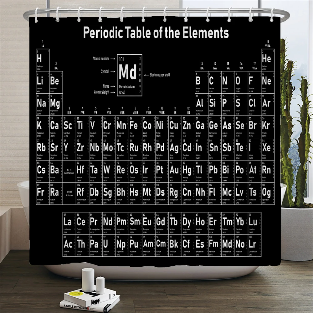 3d Periodic Table of Elements Print Bathroom Curtains Fabric Shower Curtain Set Bath Mats Rugs Toilet Lid Cover Anti-slip Carpet