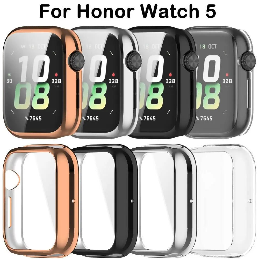 Soft TPU Protective Case Anti-scratch Bumper Screen Cover Full Coverage Watch Shell for Honor Watch 5 Smart Watch Accessories