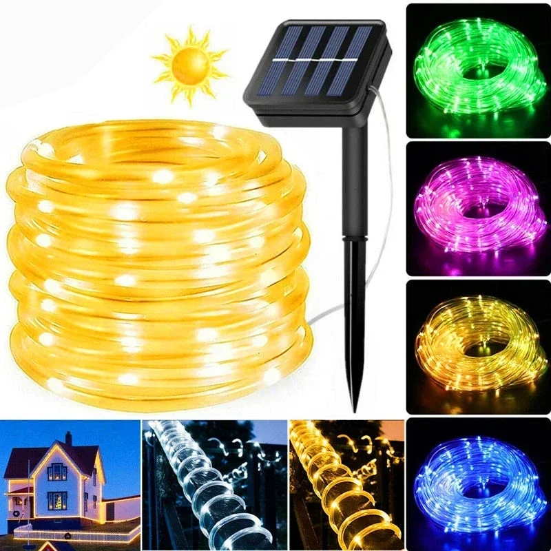 

Pop Solar Tube Rope Led Light String Garden Christmas Decoration Outdoor Garland Xmas Solar Rope String Light Fairy Strip 22M/12