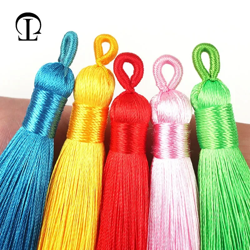 5pcs/lot 8cm Hook Circle Tassels Silk Fringe Bangs Flower Tassel Trim Decorative Tassels For Curtains Home Decor Accessories