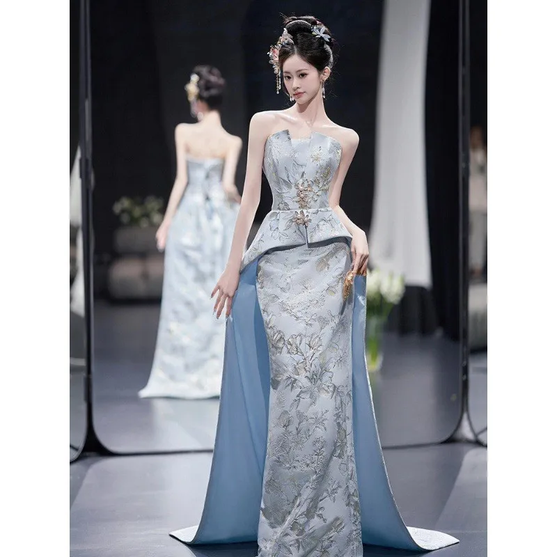 

New Chinese-style morning gown strapless light luxury and niche wedding dress