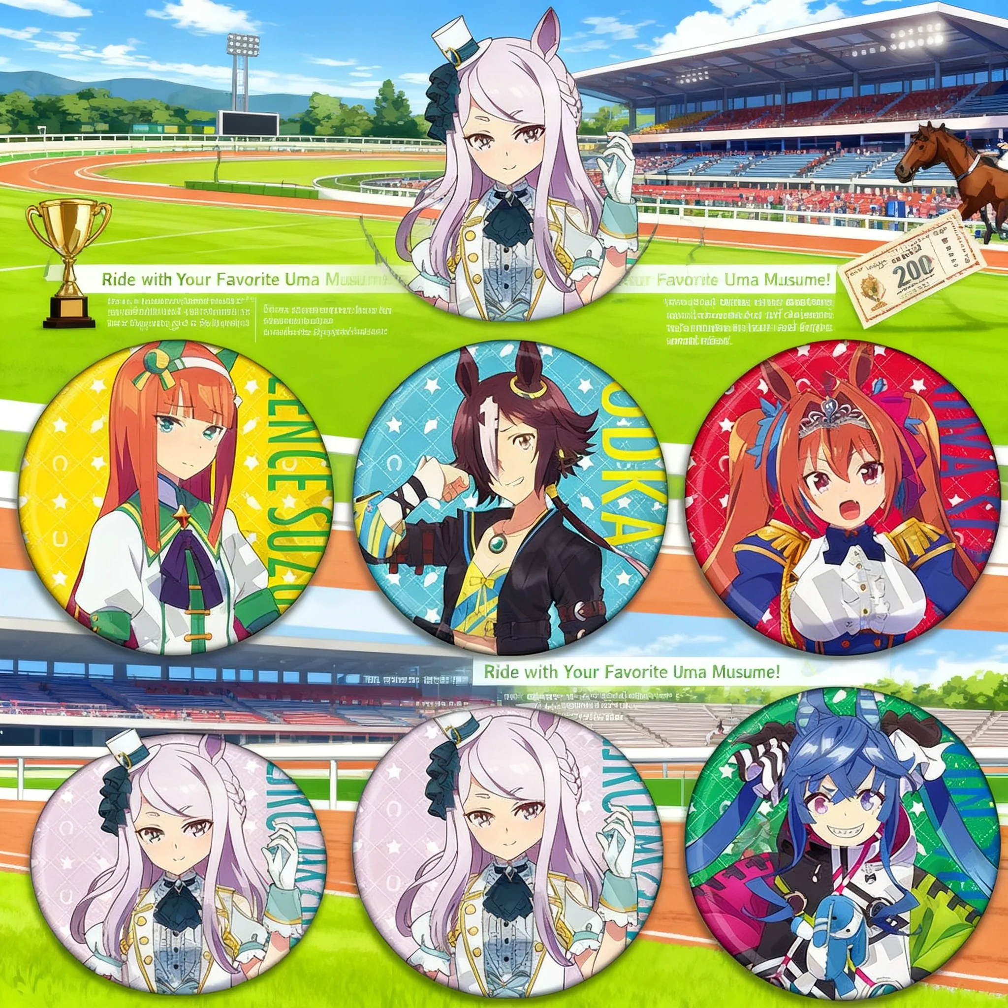 

Anime Uma Musume Pretty Derby Badge Pin Set Special Week Silence Suzuka Tokai Teio Horse Girl Game Merchandise Collectible