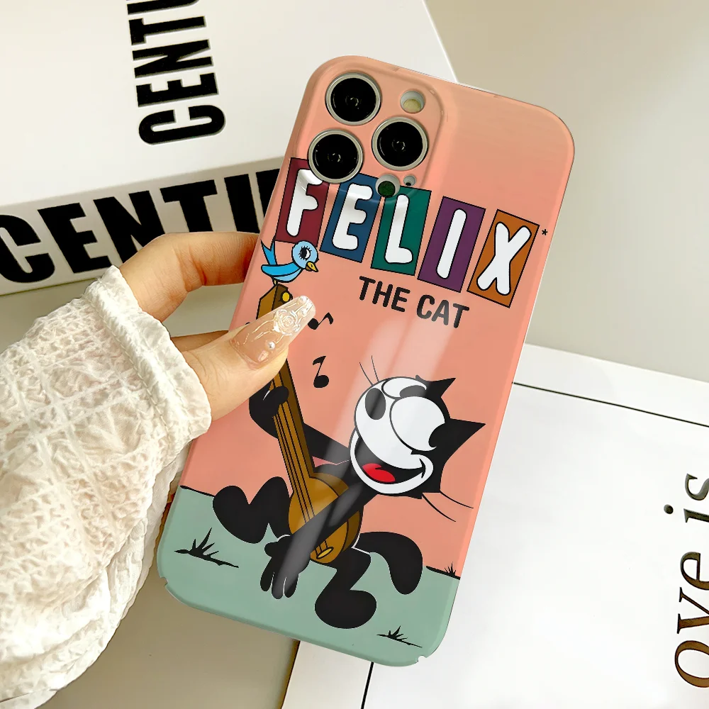 Custodia per telefono F-Felix the C-Cat simpatico cartone animato FUNDA per IPhone 17 16 15 14 13 12 11 Plus Pro Max Mini Pellicola rigida HD lucida