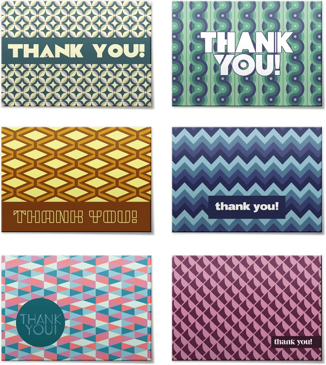 

(24pcs) Thank You Cards Set, Includes Blank Cards & Envelopes with Stickers, 4x6", Geometrical design