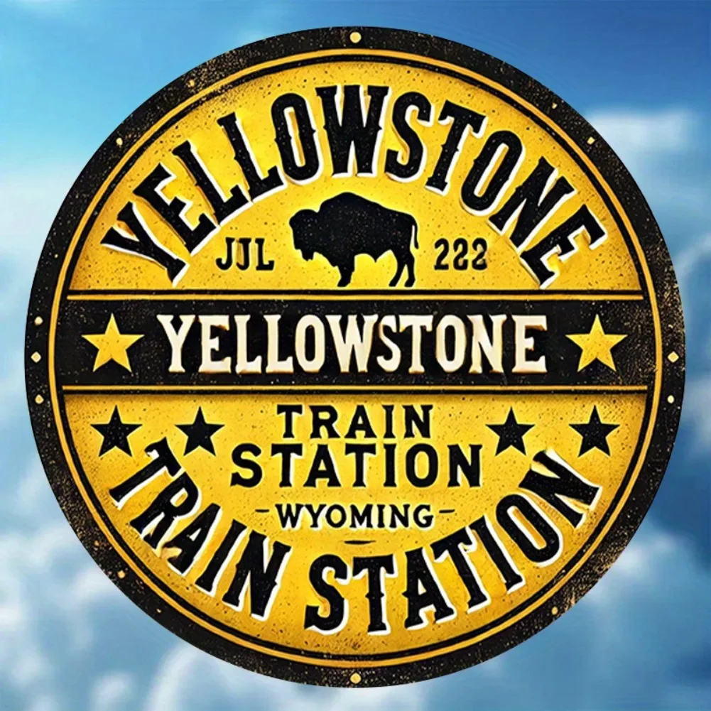 Vintage Yellowstone Train Station Metal Sign - 1pc 8