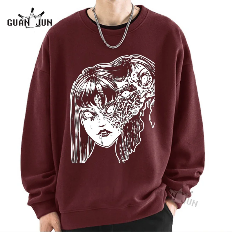 2022 New Harajuku Long Sleeve Sweatshirts for Women Ladies Junji Ito Graphic Pullover Korean Style Clothes Horror Manga Dropship