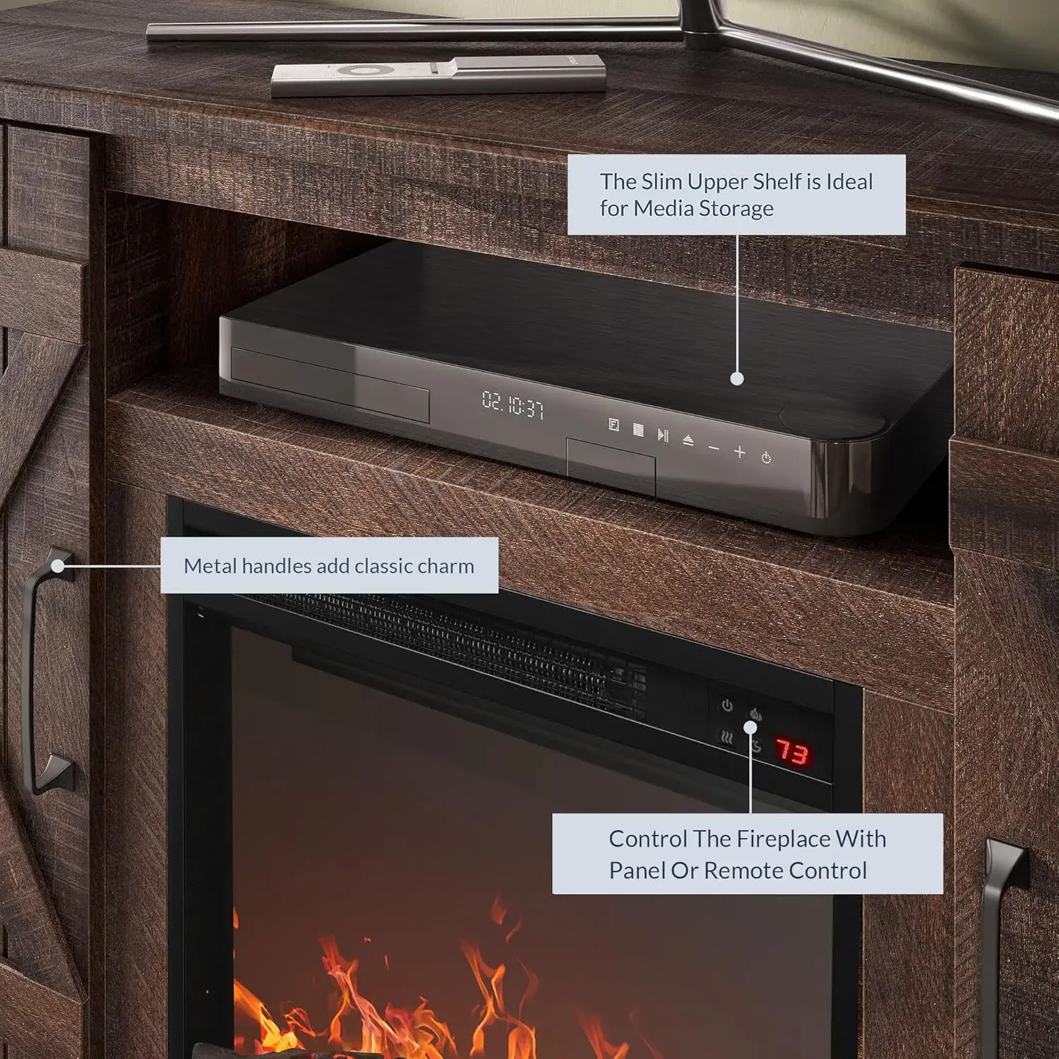 TV Stand Media Entertainment Center Console Table with Open Storage Shelves & Cabinets