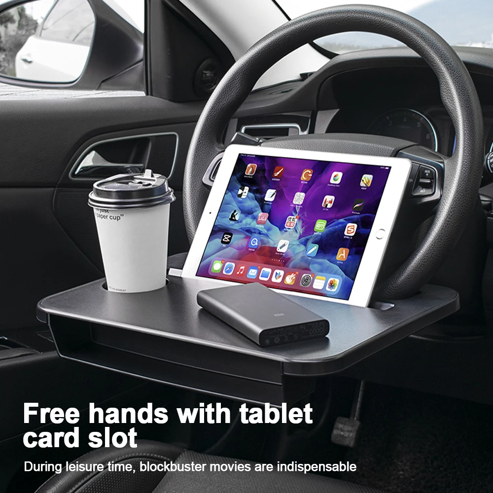 Multifunctional Car Steering Wheel Tray Table Storage Rack Storage Board Laptop Table Car Mounted Dining Tray Cup Holder