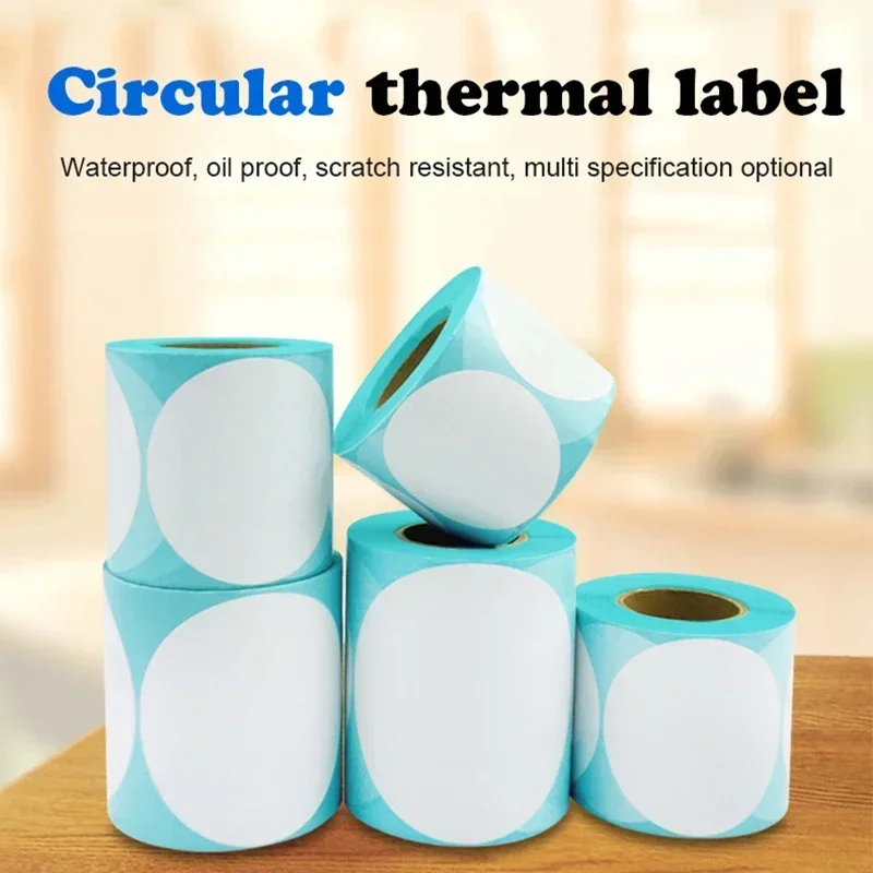 Round Stickers Thermal Label Sticker Paper Supermarket Price Blank Barcode Label Direct Print Waterproof Stickers Print Supplie