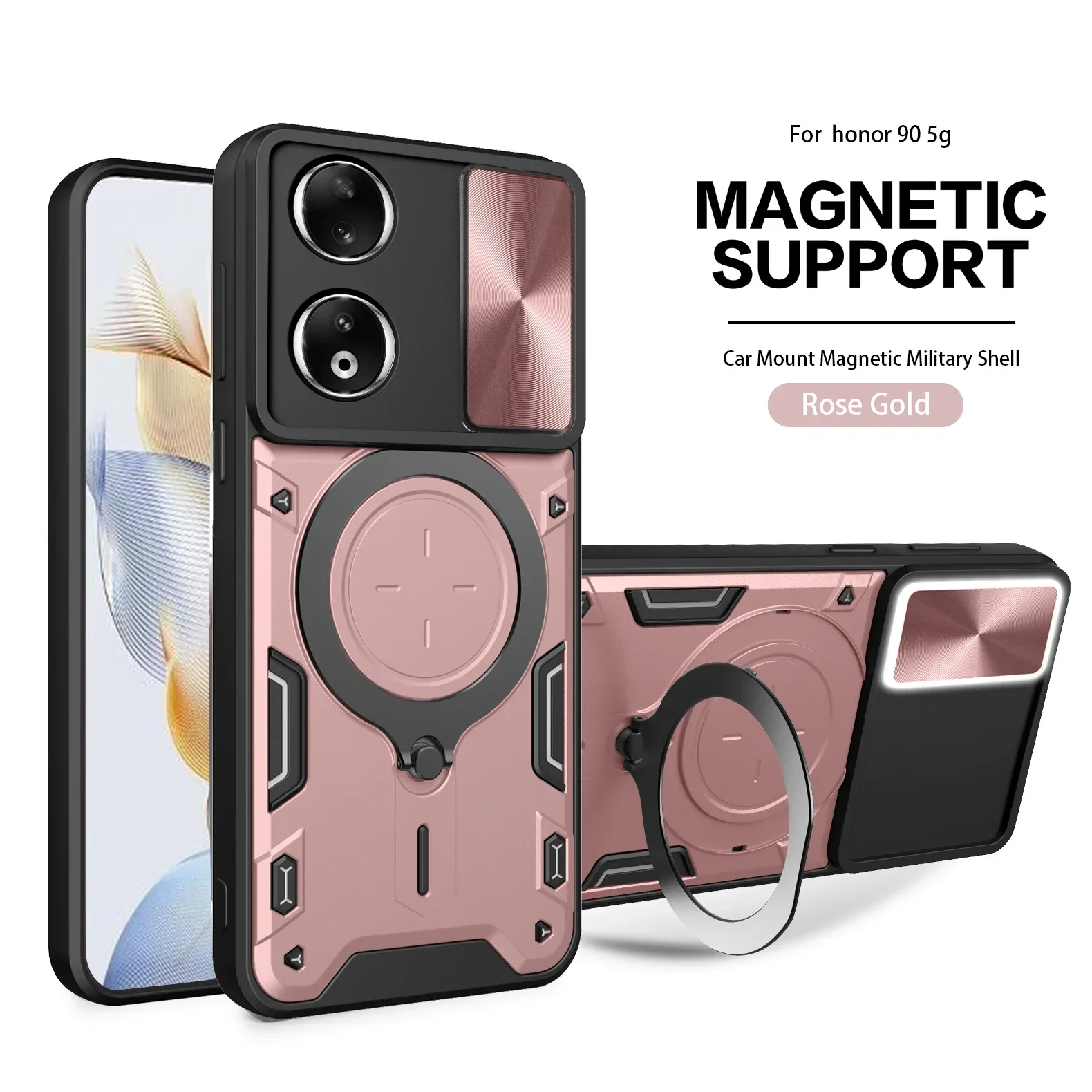 

Armor Magnetic Phone Case For Honor Play 10A X8A X8B X8C X9A X9B X9C Smart X9D Ring Holder Stand Shockproof Silicone Back Cover