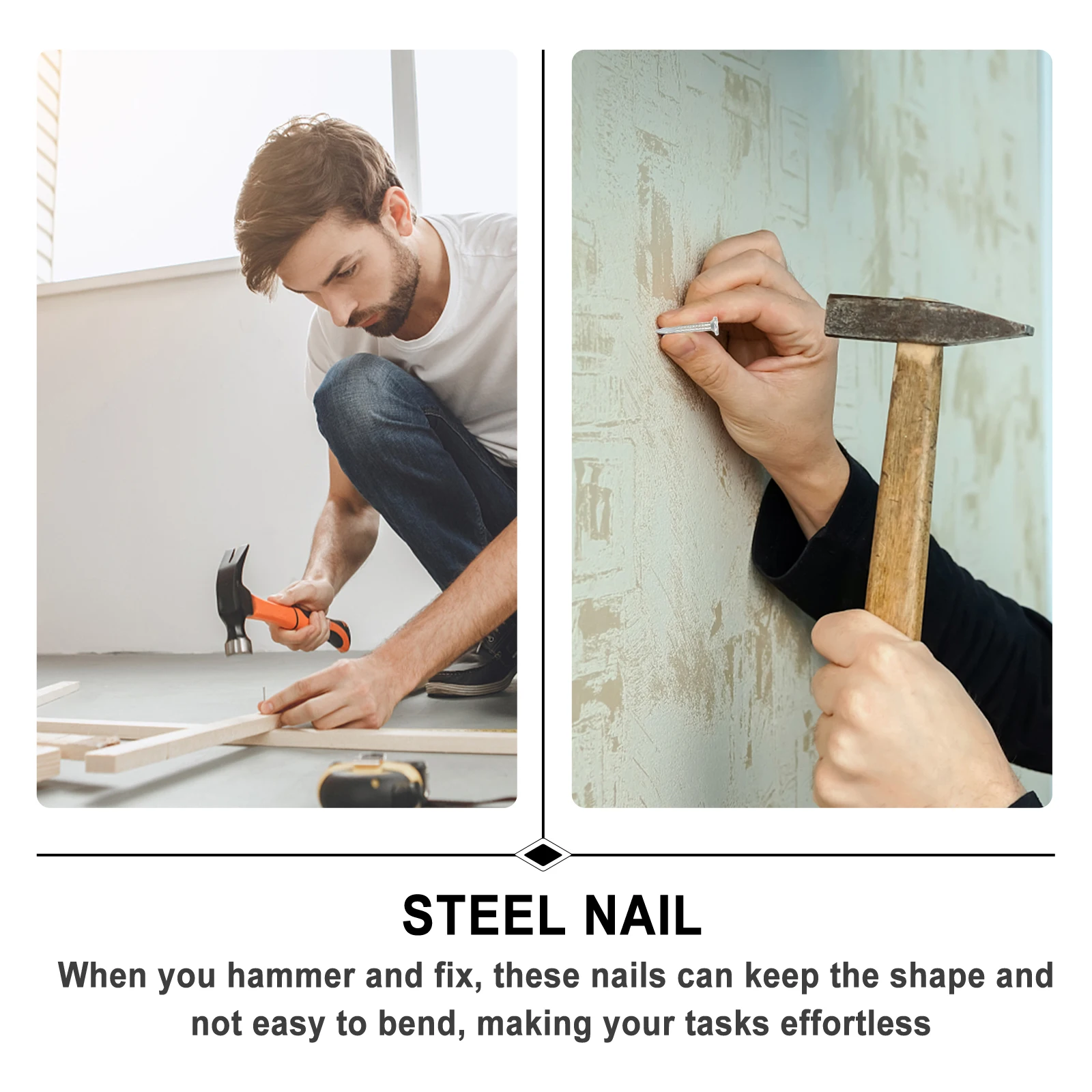 

310pcs Zinc Plated Steel Nails Cement Concrete Thickened Hardened Point Tip Wall Nails Galvanized Strong Penetration Durable