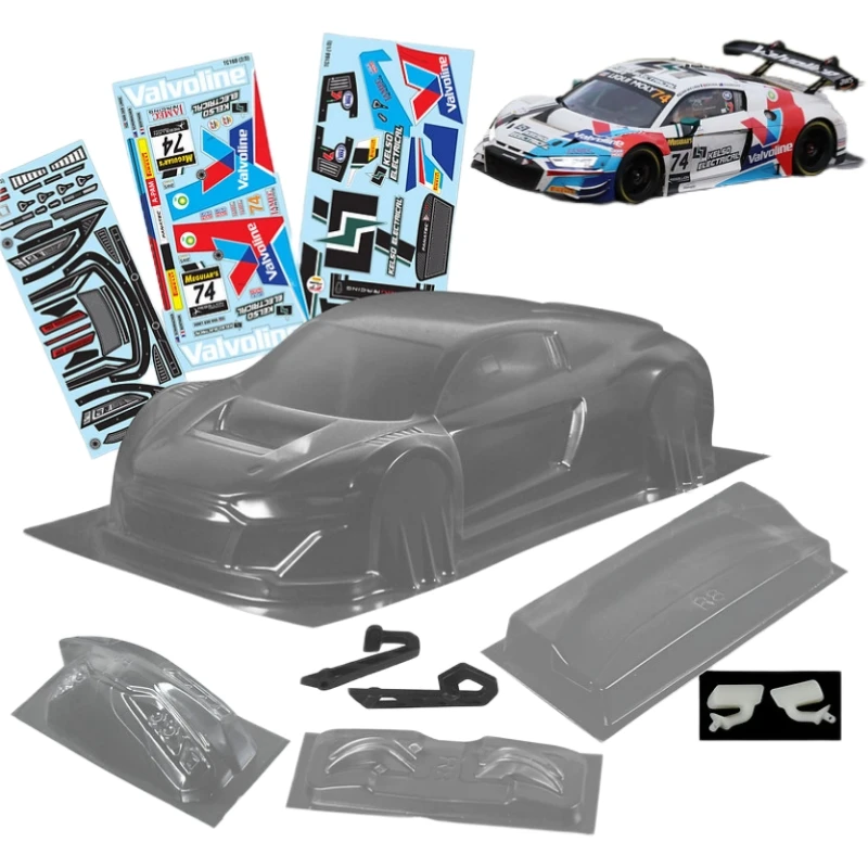 TC168 1/10 Aodi R8 GT3 przezroczysta obudowa 190mm do wyścigów samochód 257mm rozstaw osi Tamiya tt02 podwozie Kyosho 3 wyścigowe Yokomo