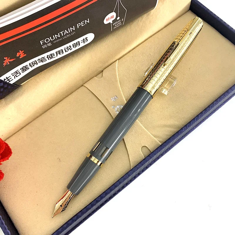 Original Yong Shen 601A Piston Vacuum Fountain Pen 14k Gold Vintage Ink Viewing Window Gift Calligraphy Practice Collection