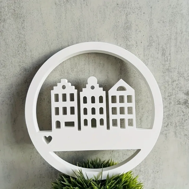 Circular Small House Castle Pendant Silicone Mold DIY Gypsum Concrete Desktop Decoration Ornament Resin Mold Handicrafts Casting