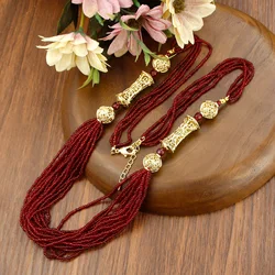 Neovisson Elegent Wedding Jewelry Long Beads Necklace For Women Handmade Natural Stone Gold Color Clothing Accessorie Gift
