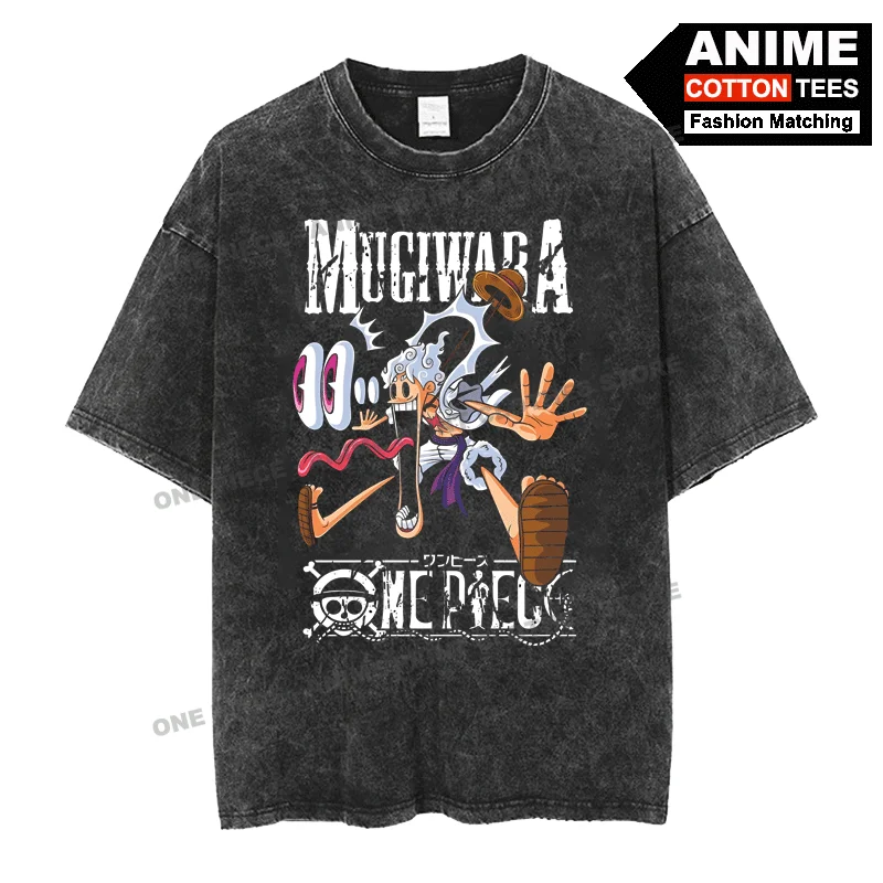 

Anime Peripheral Clothing ONE PIECE - Funny Luffy Great Shock Print Design T Shirt Cotton Loose Men Women Short Sleeve Tees