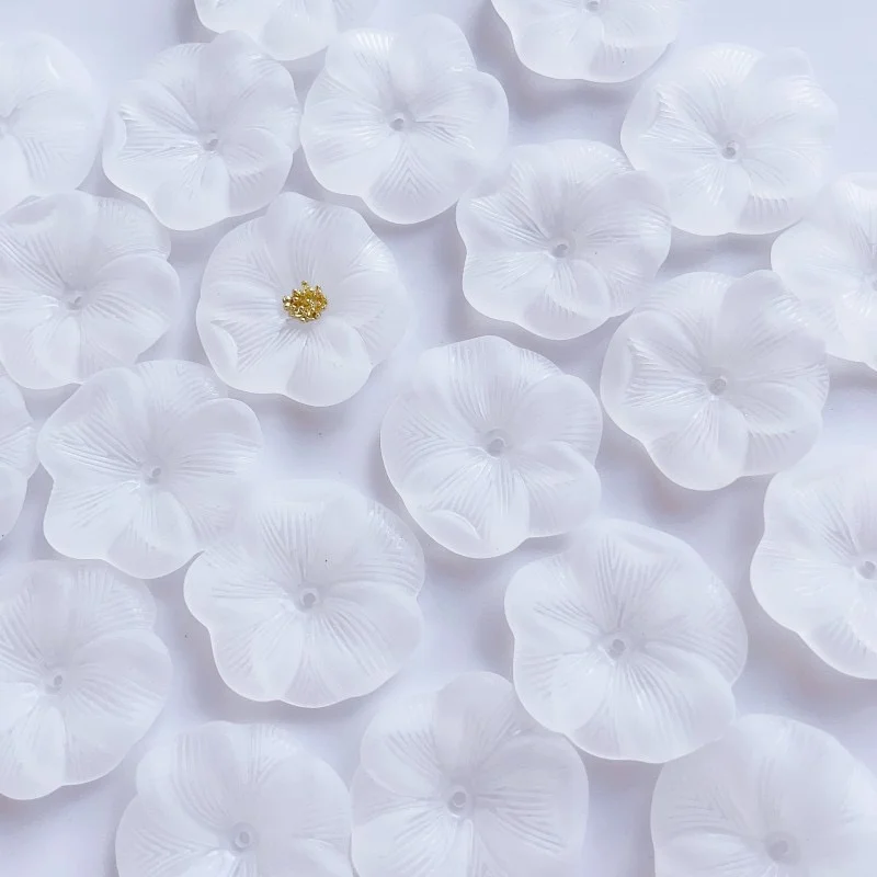 Free shipping 50pcs/lot 30mm matte effect cartoon flowers shape Lotus beads diy jewelry garment hair accessory