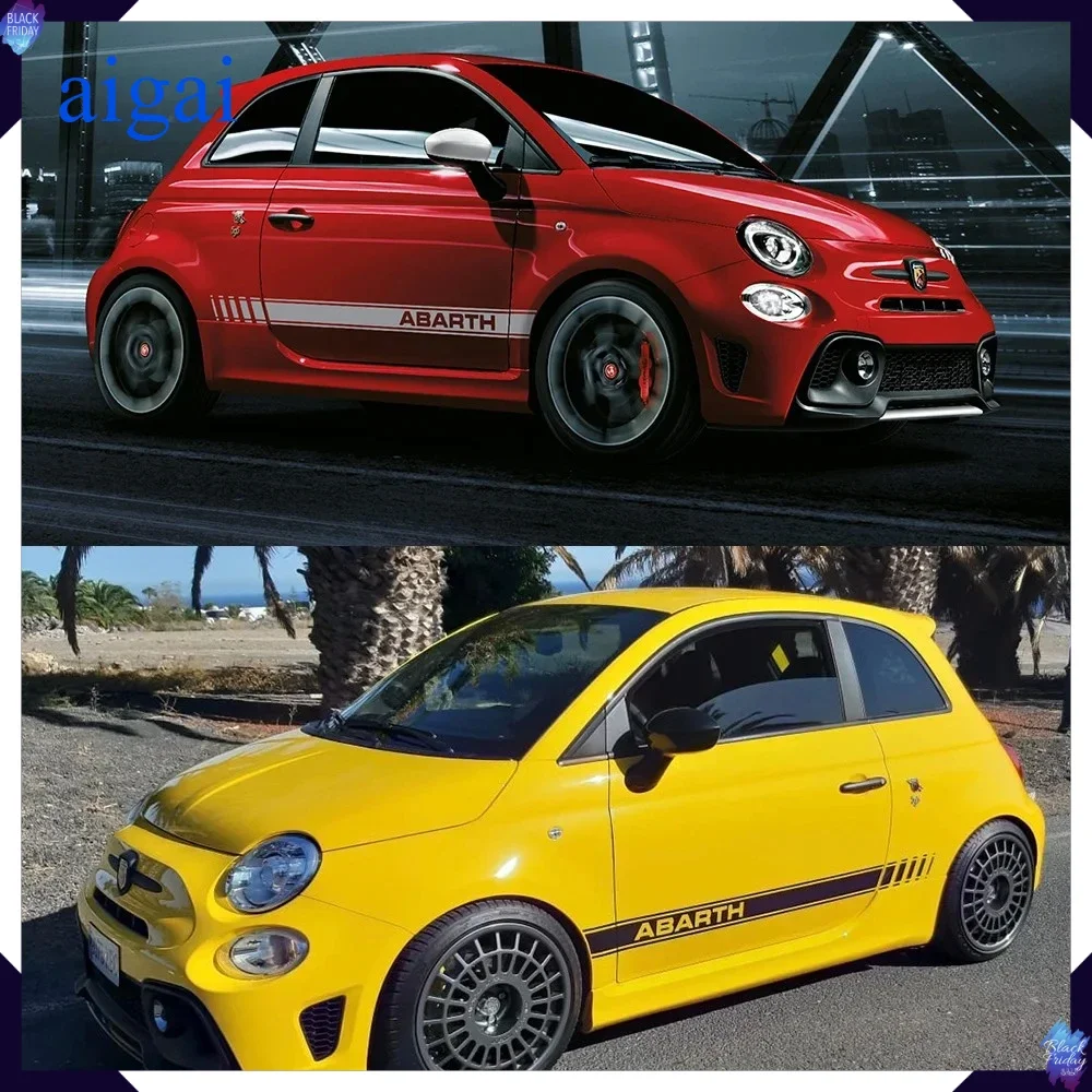 2PCS Adhesivos de Vinilo para Líneas de Puerta Lateral de Coche, Calcomanías de Estilo, Accesorios de Tuning para Abarth 500 595 Chevaux Grande Punto