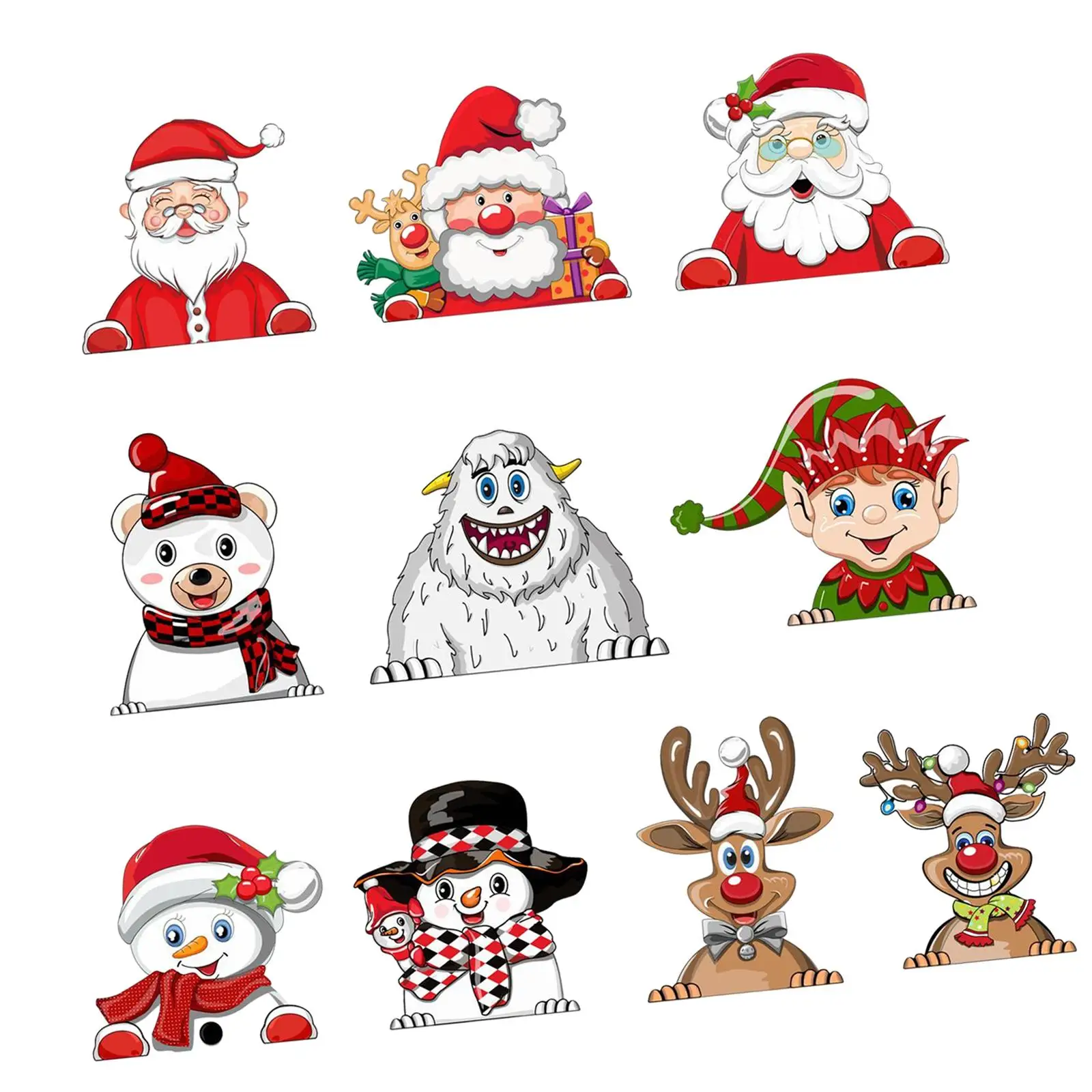 10 Pieces Christmas Car Window Decals Xmas Decor for Suvs Wall Holiday