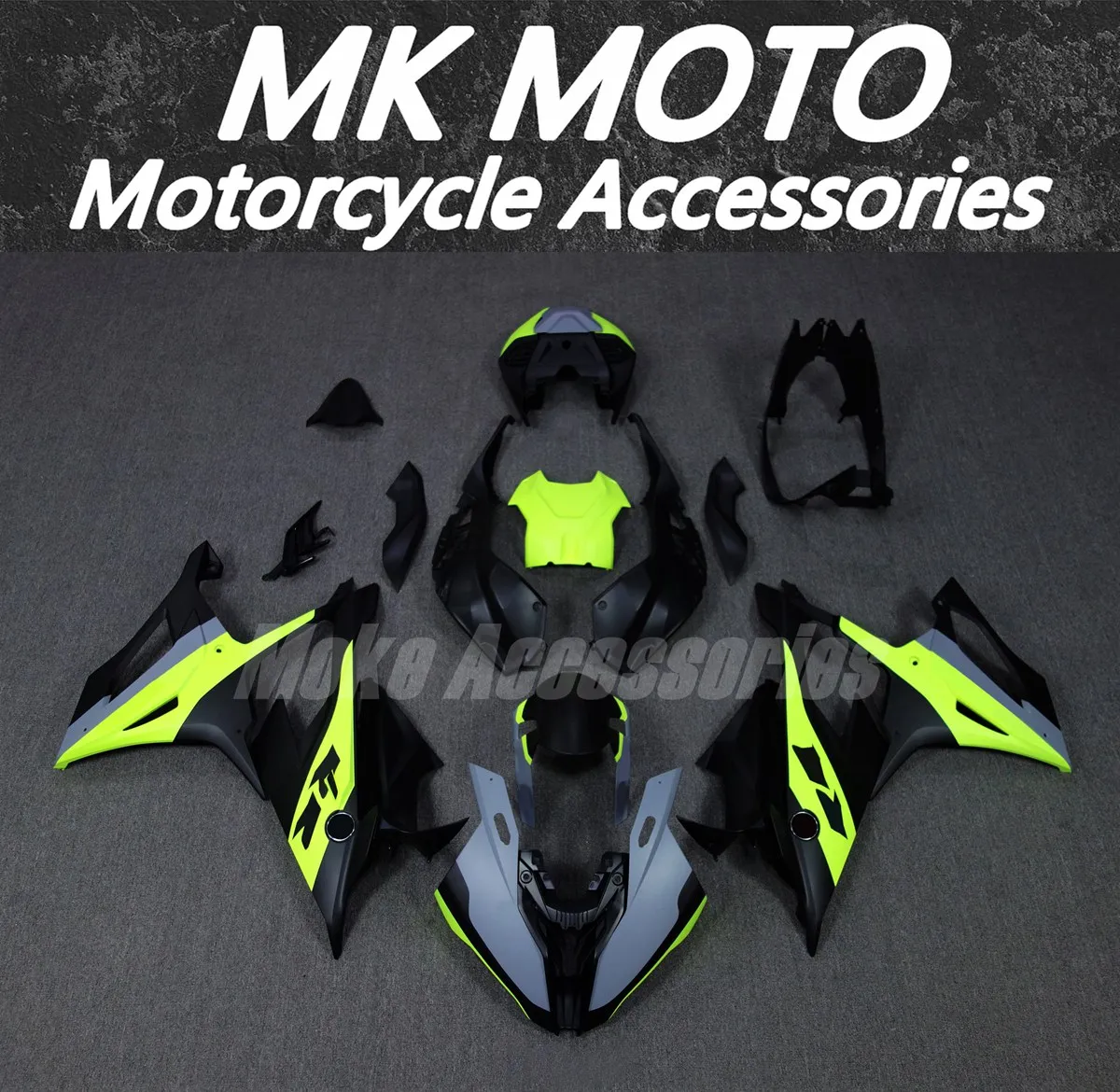 

Moke moto Fairings Kit Fit For M1000RR S1000rr 2019 2020 2021 2022 Bodywork Set Injection Neon fluorescence Black Gray