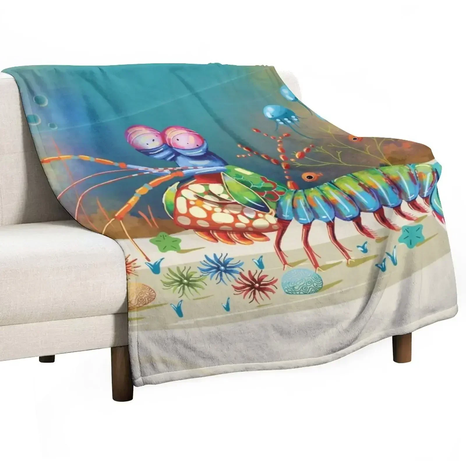 

Peacock Mantis Shrimp Throw Blanket Durable Warm Blanket for Daily Home Use