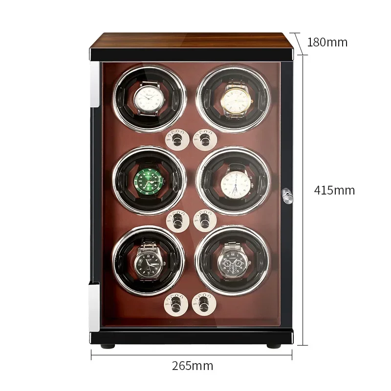 Watch Winders for Automatic Watches Noble High-grade Baking Paint Watchwinder Case Watches Organizer 6 Mute Anti Magnetism Brown