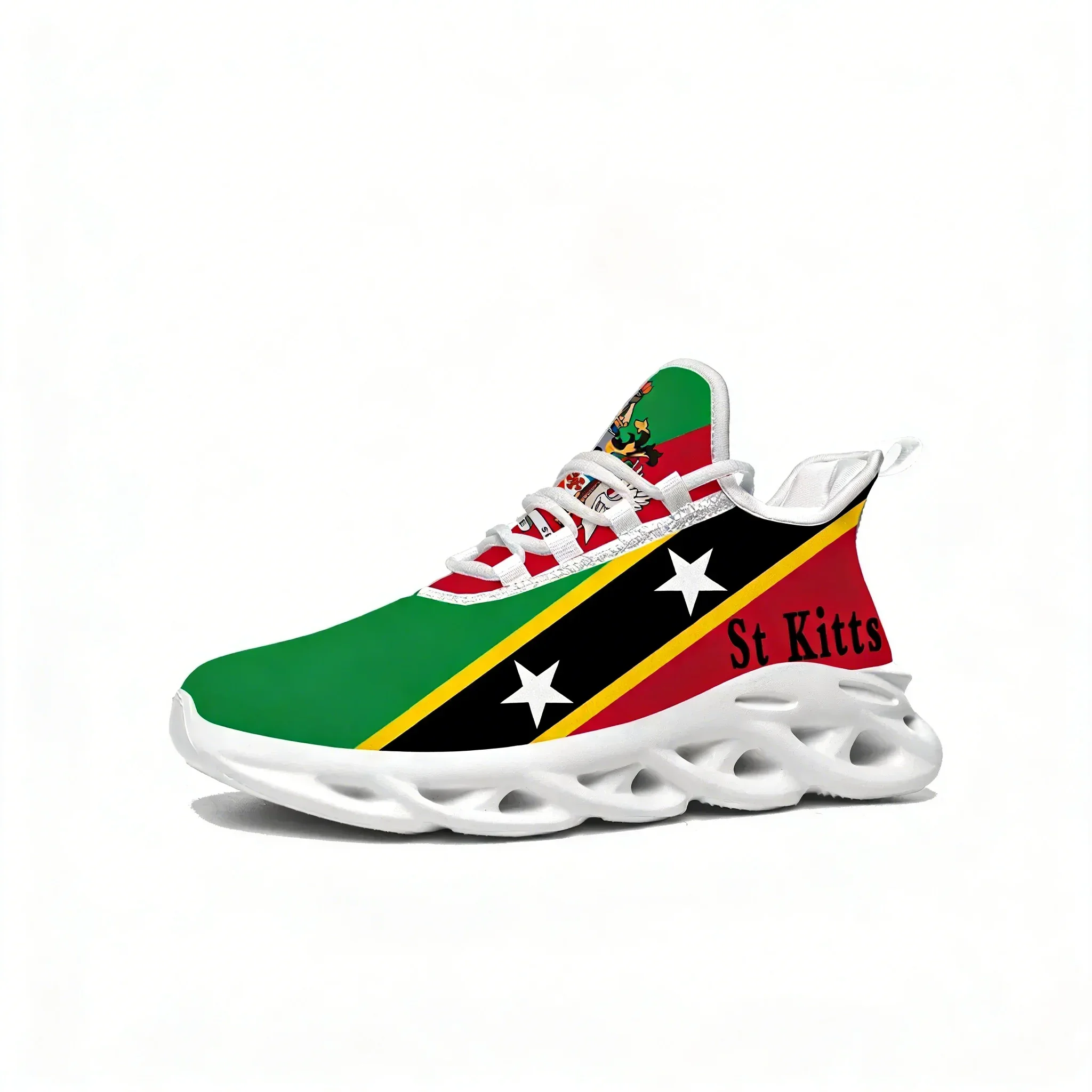 

St Kitts and Nevis Flag Flats Sneakers Mens Womens Sports Running Sneaker Lace Up Mesh Footwear Tailor-made Shoe