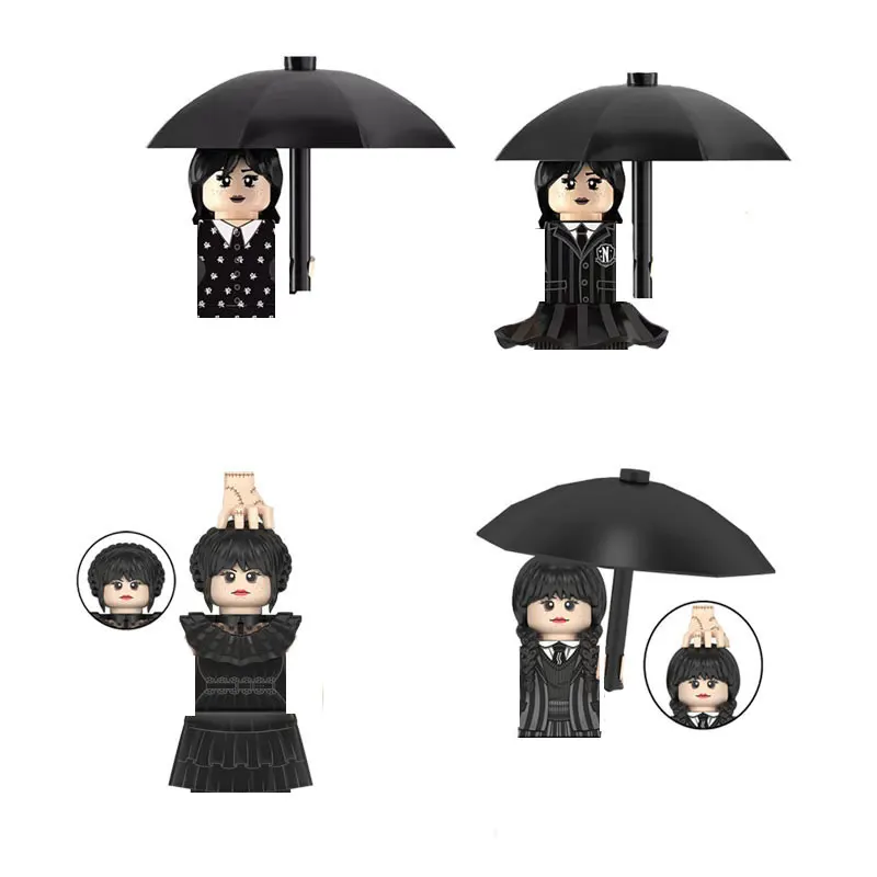 WM Blocks WM2574 WM2575 Wednesday Addams Movies Anime Bricks Mini Action Toy Figures Kids Educational Assemble Toys Dolls Gifts