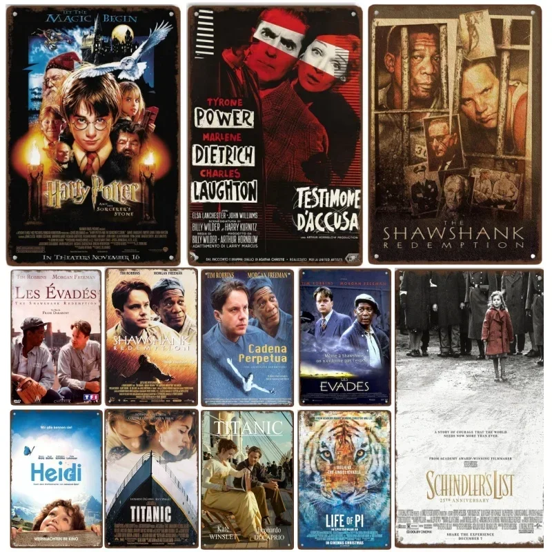 Classic Films Metal Sign Old Movie Shawshank Vintage Metal Posters Retro Tin Signs Vintage Wall Plate Bar Club Wall Decor Retro