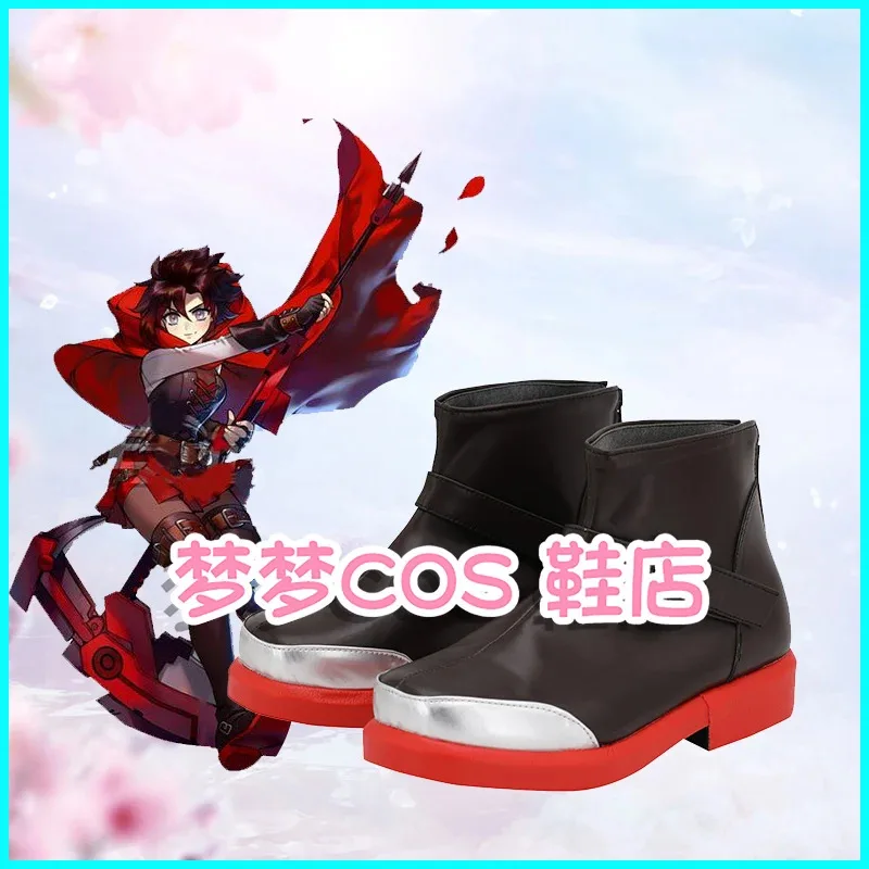 

DY20Ruby Rose Cosplay Boots Customized Leather Shoes Custom Made Any Size for Unisex25