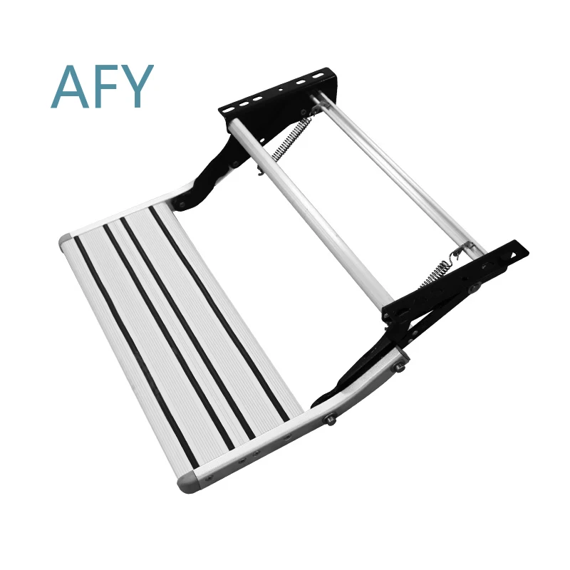 RV Folding Step Board for Aluminum Alloy Vehicles Manual Retractable Single Layer Non Slip Safety Pedal Car Modification