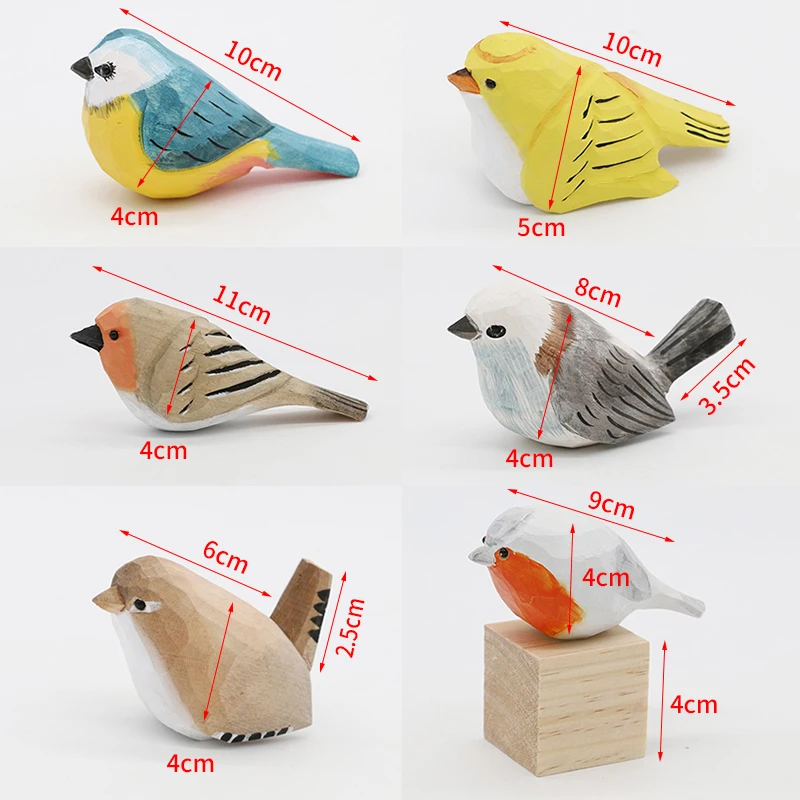 Nordic Wooden Bird Statue Ornaments Decorative Figurine Art Craft Sculpture Miniature Animals Home Decoration Children Gifts