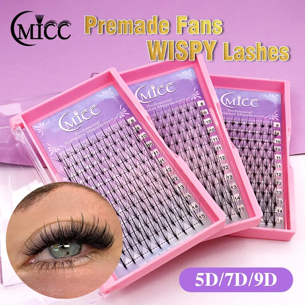 5D 7D 9D fã de cílios pré-fabricados finos mix C D curl Híbrido Spike Base pontiaguda individual Rússia Volume extensões de cílios fofos