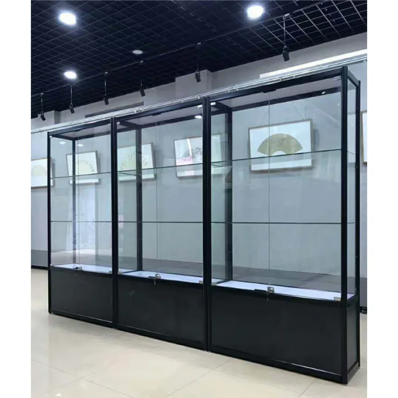 2025customized.Customized High Quality Commercial Modern Design Glass Display Tower Aluminum Frame Display With Shelves