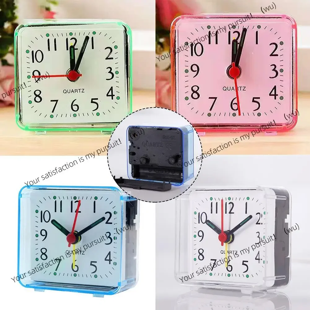 Bedside Small Alarm Clock Quartz Battery Square Candy Color Student Bedroom Alarm Clock Wake Up With Beeping Sound