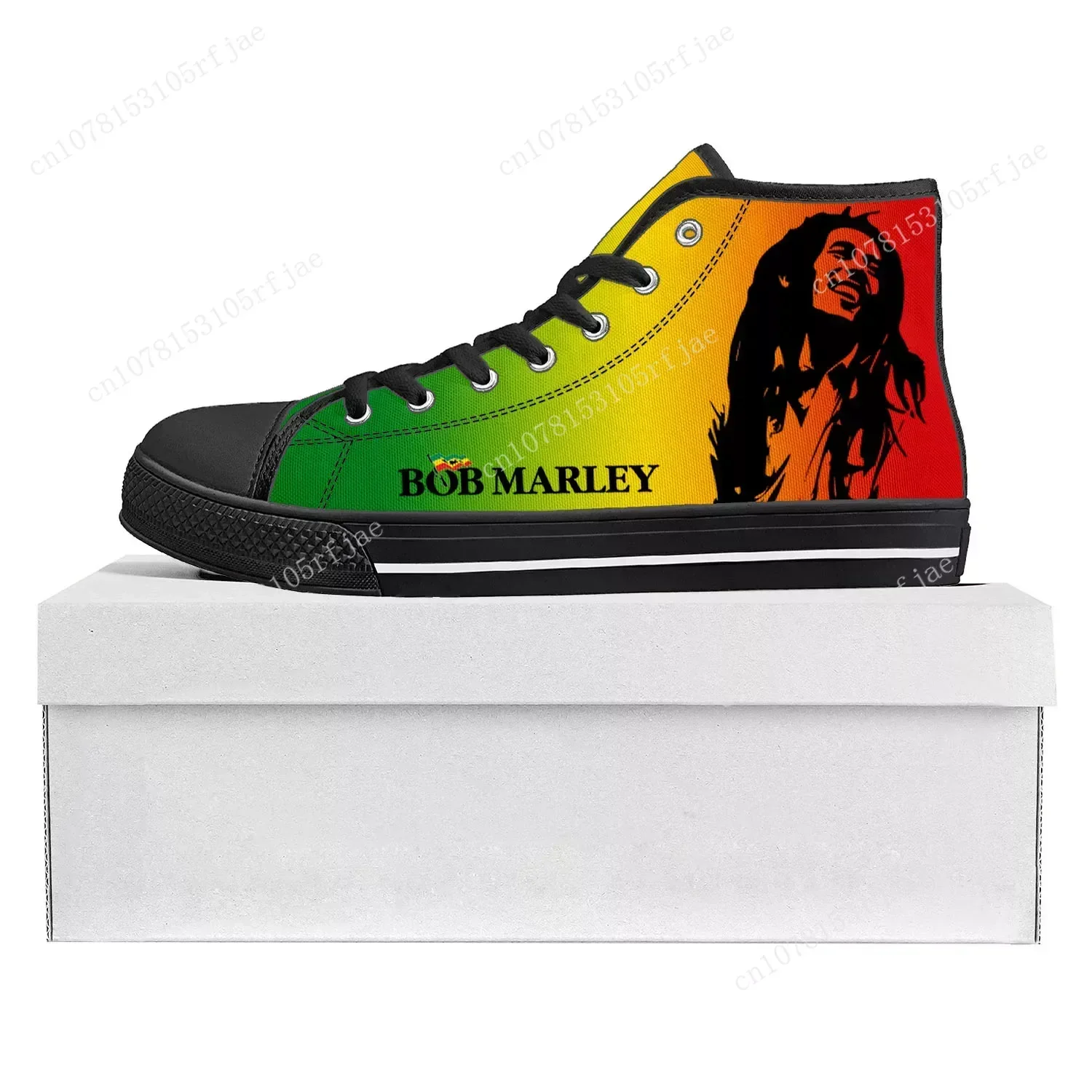 Reggae Rock Music Star Bob Marley High Top High Quality Sneakers Mens Womens Teenager Canvas Sneaker Couple Shoes Custom Shoe