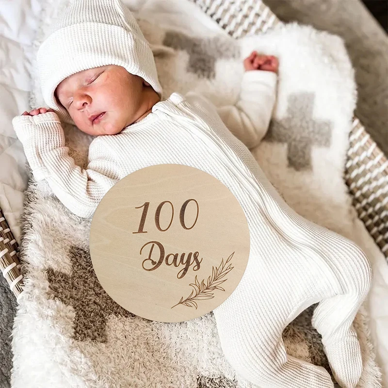 

Деревянная 100-дневная памятная открытка для роста ребенка, альбом для новорожденных, 100-дневный реквизит для фотографий, бревна