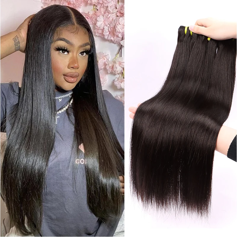 GDYLUXURY 10A Brazilian Hair Weave Bundles Straight 100% Straight Human Hair Weave Bundles Natural Black Remy Hair Extensions