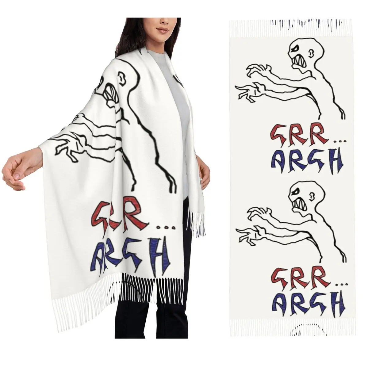 

Grr...argh с цветным шарфом, шарфы с кисточками для женщин, мягкие теплые шали и накидки, большая осенне-зимняя шаль