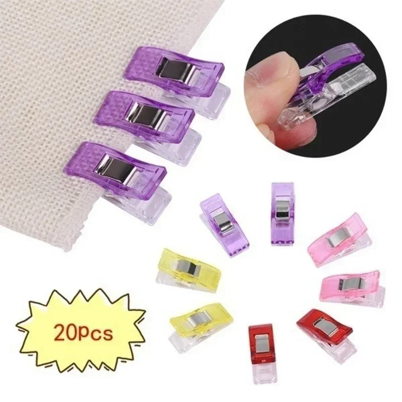10 PCS 2 Size Clips Fabric Adhesive for Quilting Sewing Knitted Plastic (Random Colors) Paper Storage
