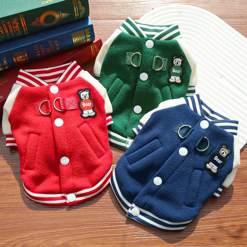 

Winter Pet Dog Baseball Clothes Fashion Dog Jacket Coat Bear Print Puppy Hoodie Cute Soft Cat Overcoat Pet Jacket Bichon Apparel