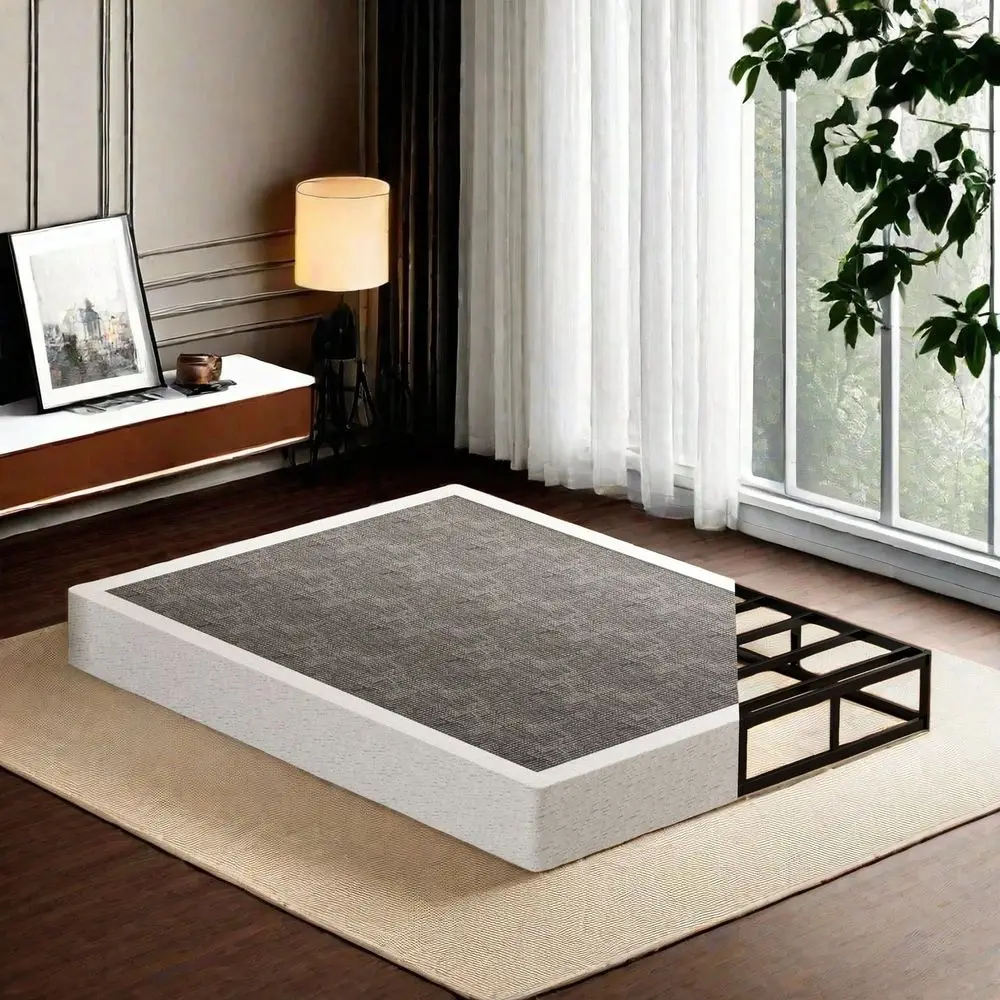 

Spring Low Profile Mattress Foundation No Noise Heavy Duty Metal Basics Bed Base With Clean Fabric Cover, Easy Assembly, 5inch,