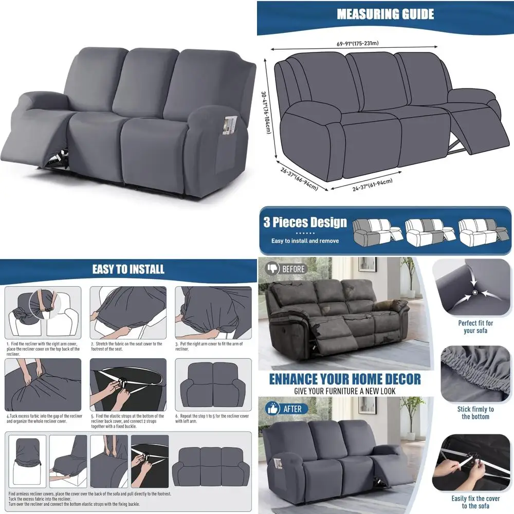 

Набор чехлов для диванов с откидной спинкой из 3 предметов, моющиеся чехлы для диванов из полиэстера для 3-местных диванов с откидной спинкой, защитная мебель из мягкой ткани C