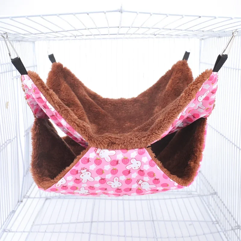 Pet Double-layer Plush Hammock Warm Hamster Hanging Bed Ferret Hanging Bed for Cat Rodents Hammock Pets Supplies 햄스터케이지