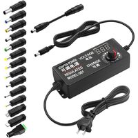 Universal AC to DC Adapter 48W Adjustable Voltage 3-24V 2A with LCD Display 14 Tips Polarity Converter Household Power Supply