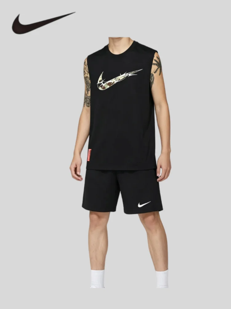 Nike 2Pcs Classic Printed Vest Shorts Men All Season Basketball Running Clothes SetHM4463-010+IB8654-010 view 6