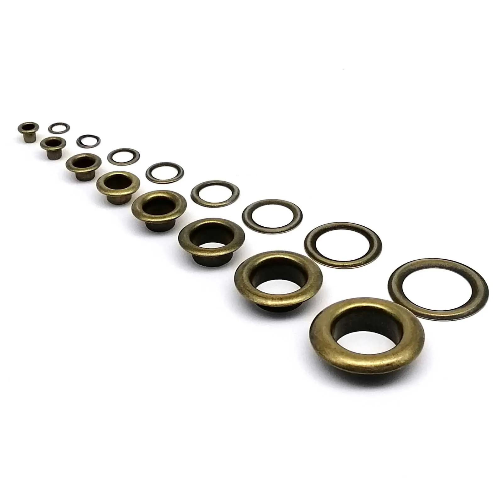 100 مجموعات 2.5 مللي متر إلى 12 مللي متر العتيقة النحاس البرونزية العيينة مع غسالة جروميت حلقة ثقب الهواء برشام لحقيبة جلدية الأحذية غطاء حزام الملابس #2